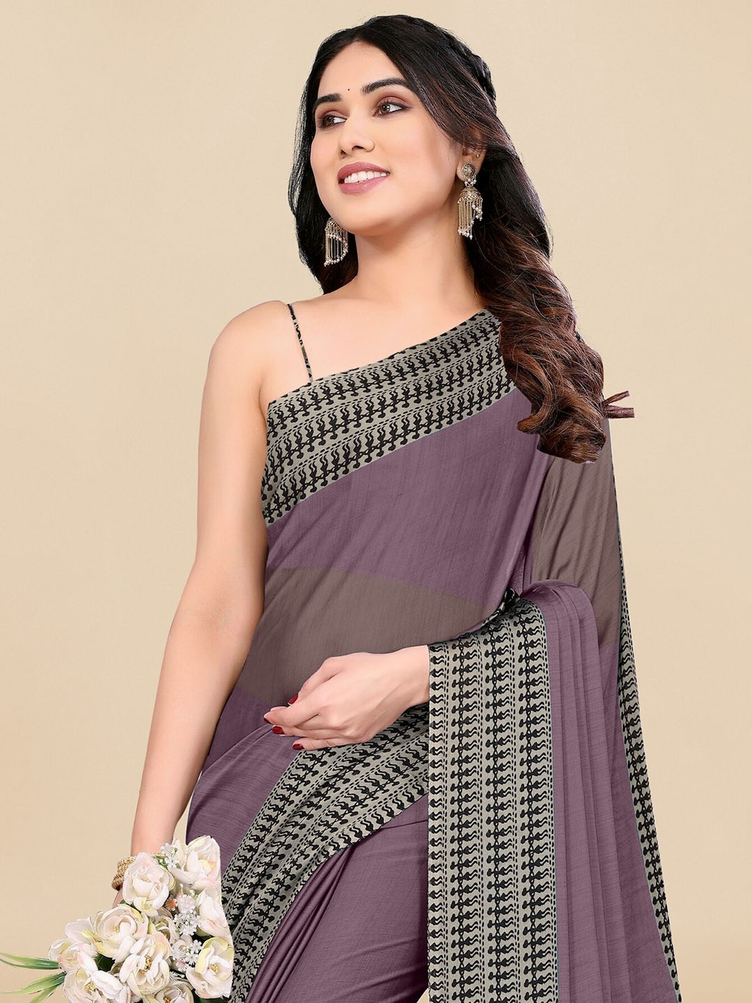 

KALINI Poly Chiffon Saree, Purple