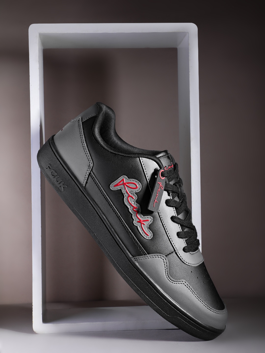 

FCUK Men Colorblocked Sneakers with Perforated Detailing, Black