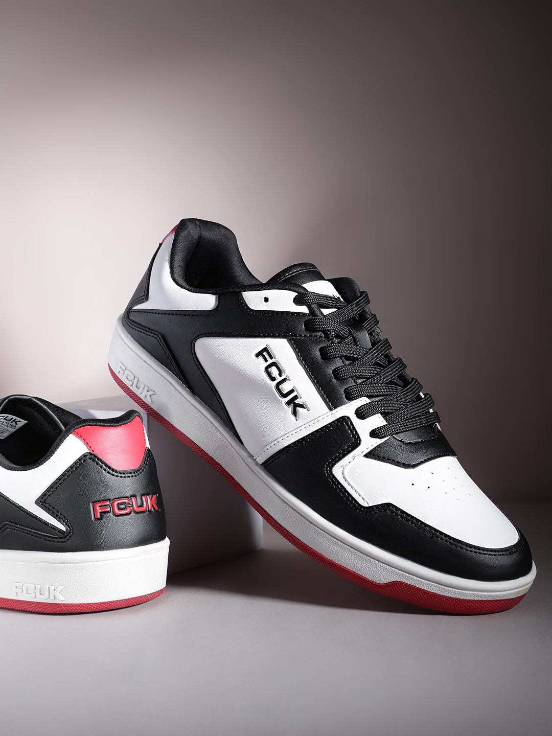

FCUK Men Colorblocked Sneakers with Perforated Detailing, White