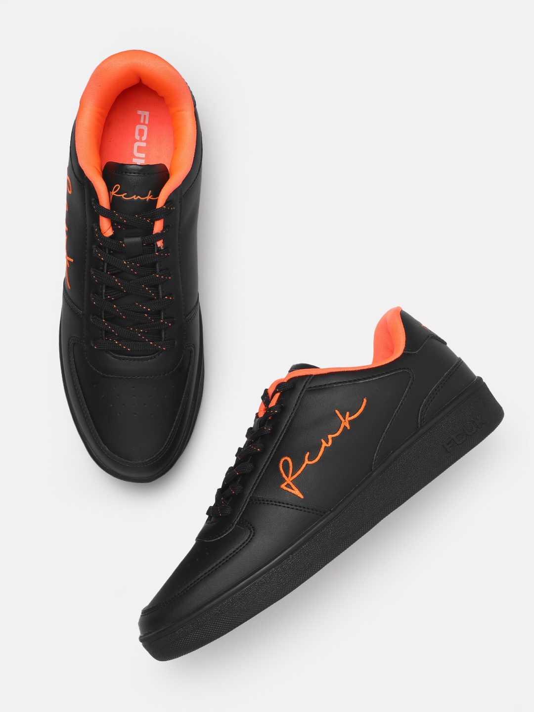 

FCUK Men Perforated Detailing Sneakers, Black