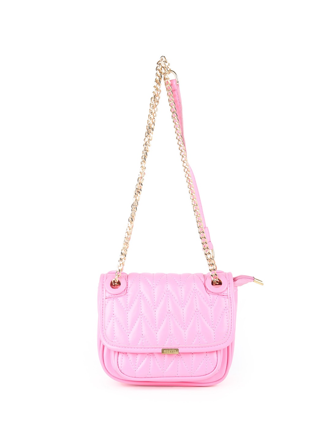 

ODETTE Textured PU Structured Shoulder Bag, Pink