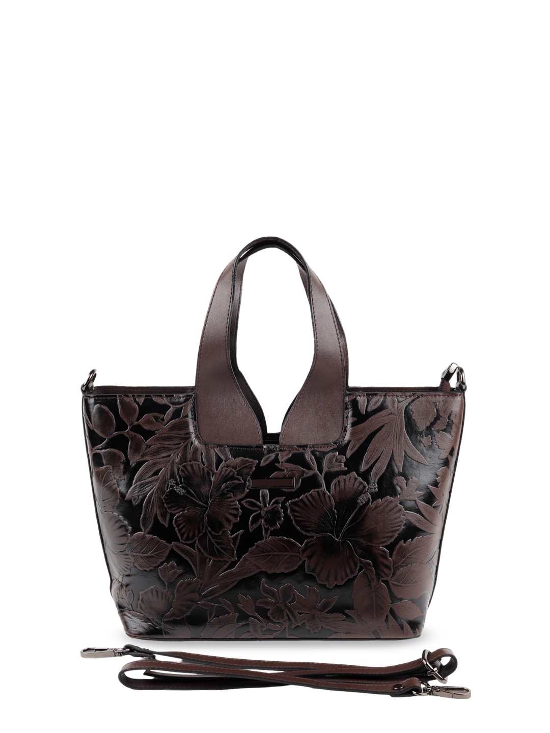 ODETTE Floral Textured Handheld Bag, Brown