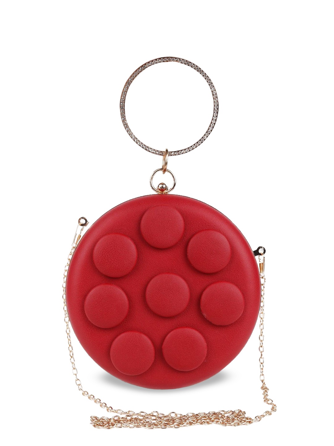 

ODETTE Textured Box Clutch, Red