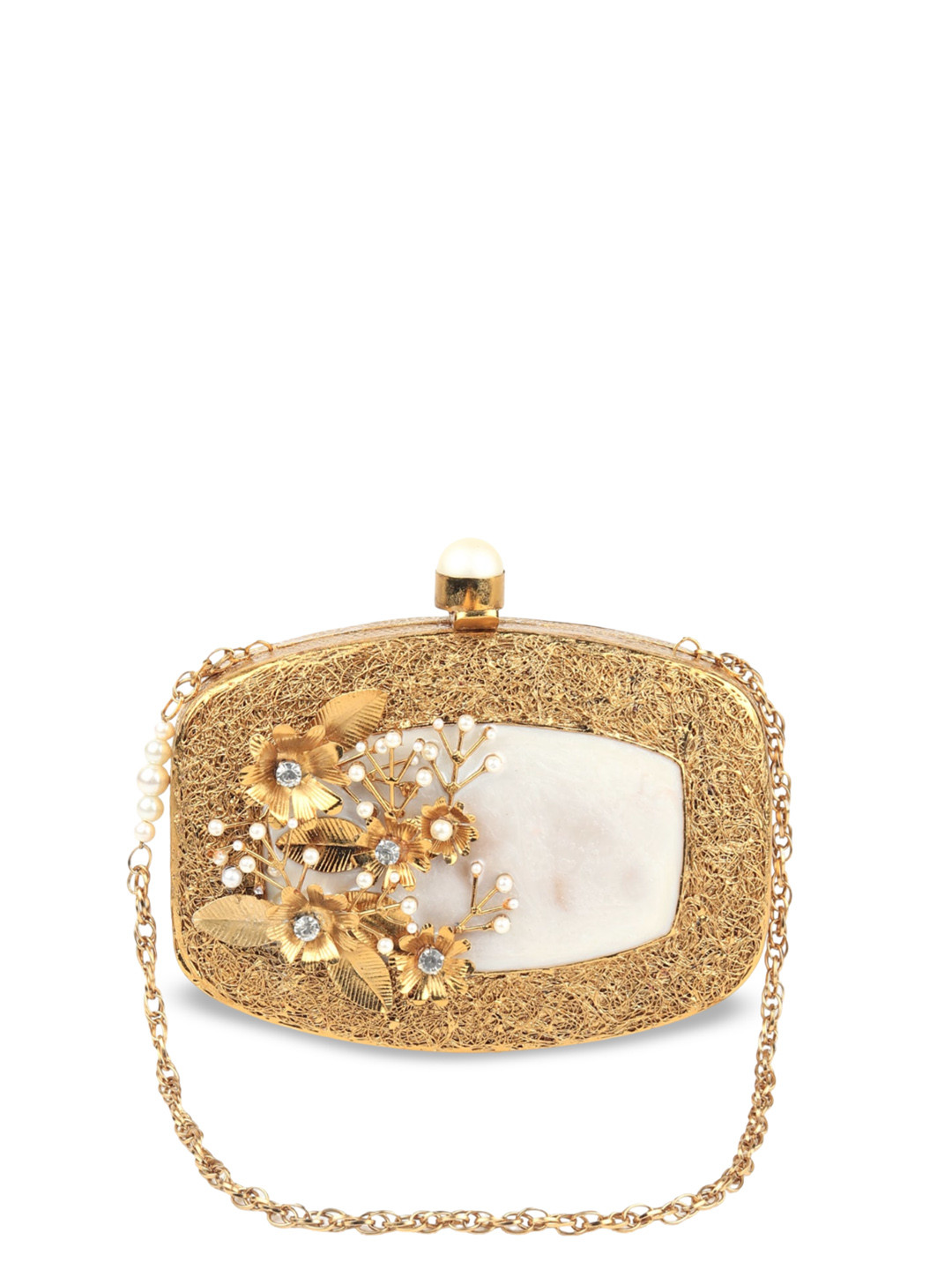 

ODETTE Embellished Box Clutch, Gold
