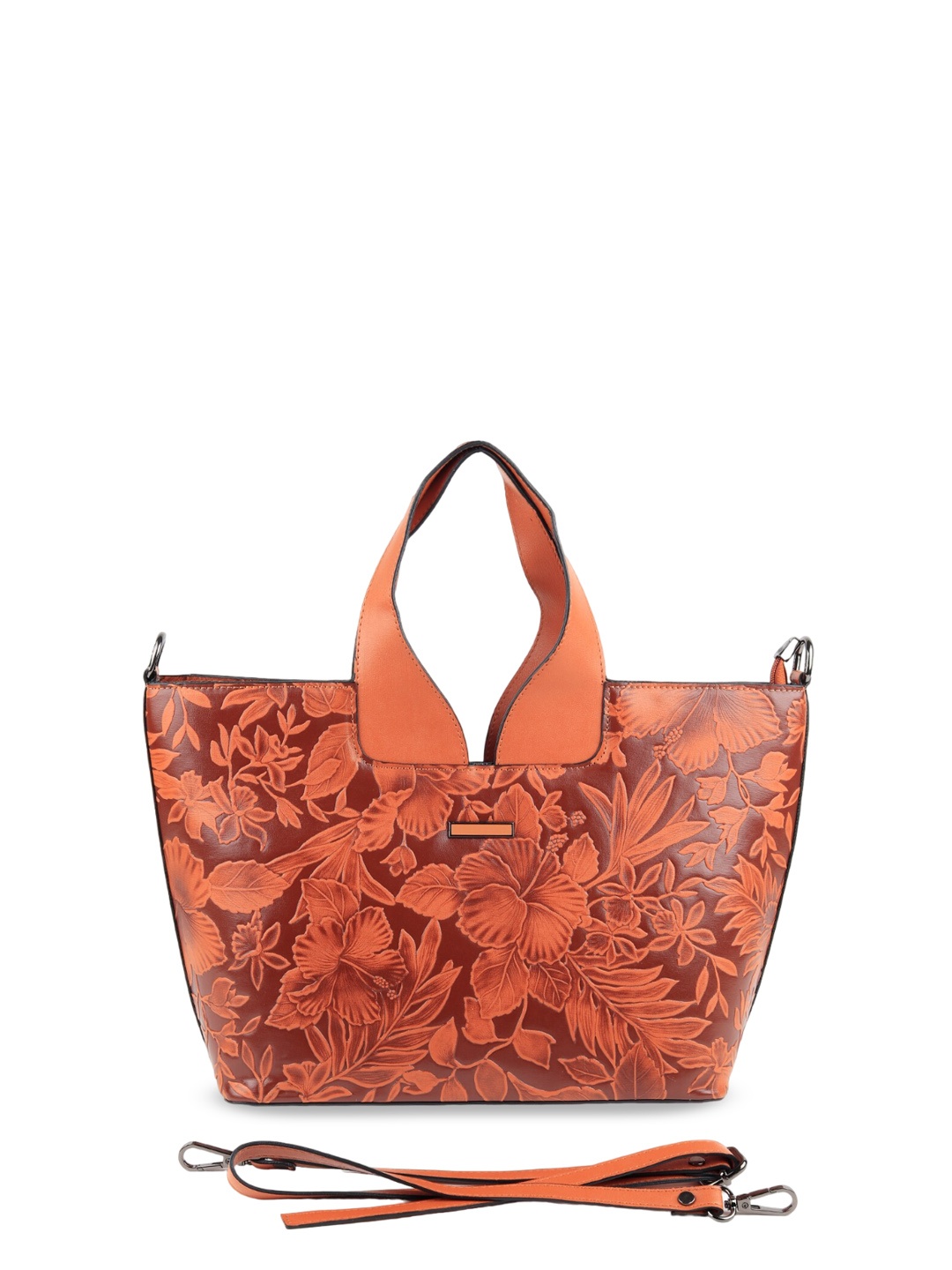 

ODETTE Textured Embossed Structured Handheld Bag, Brown