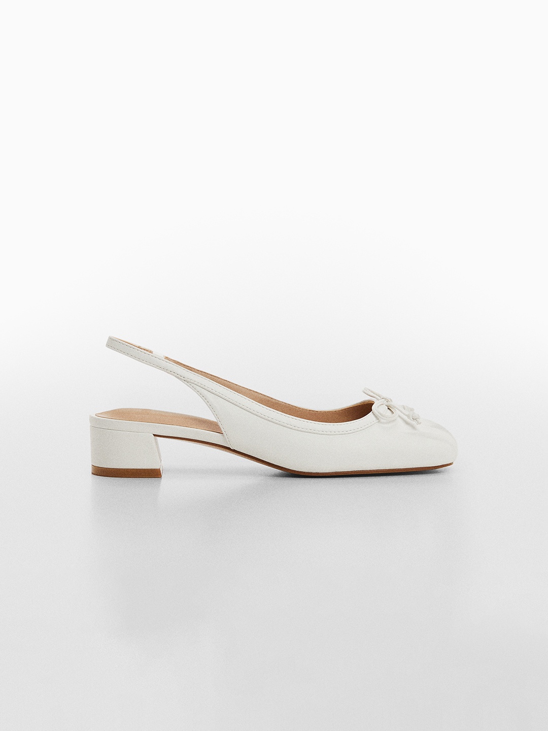 

MANGO Block Heel Mules with Bow Detail, White