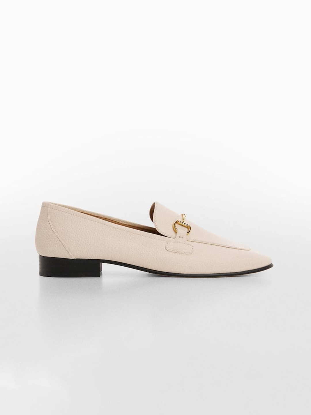 

MANGO Women Textured Horsebit Loafers, Off white