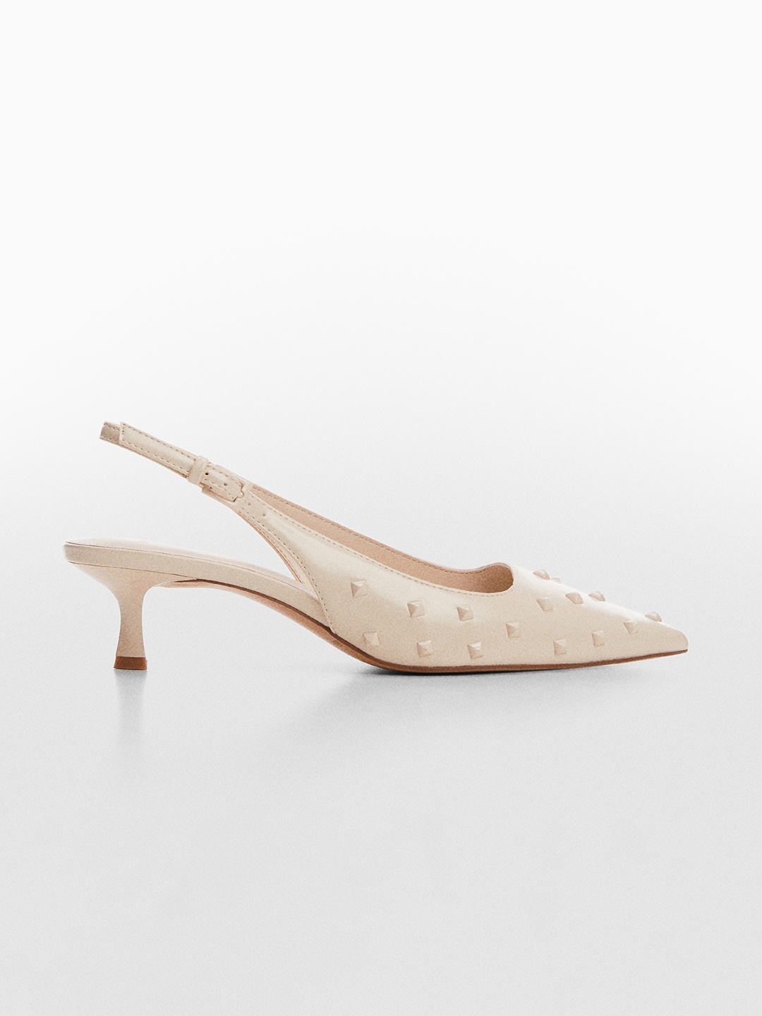 

MANGO Embellished Kitten Heel Pumps, Off white