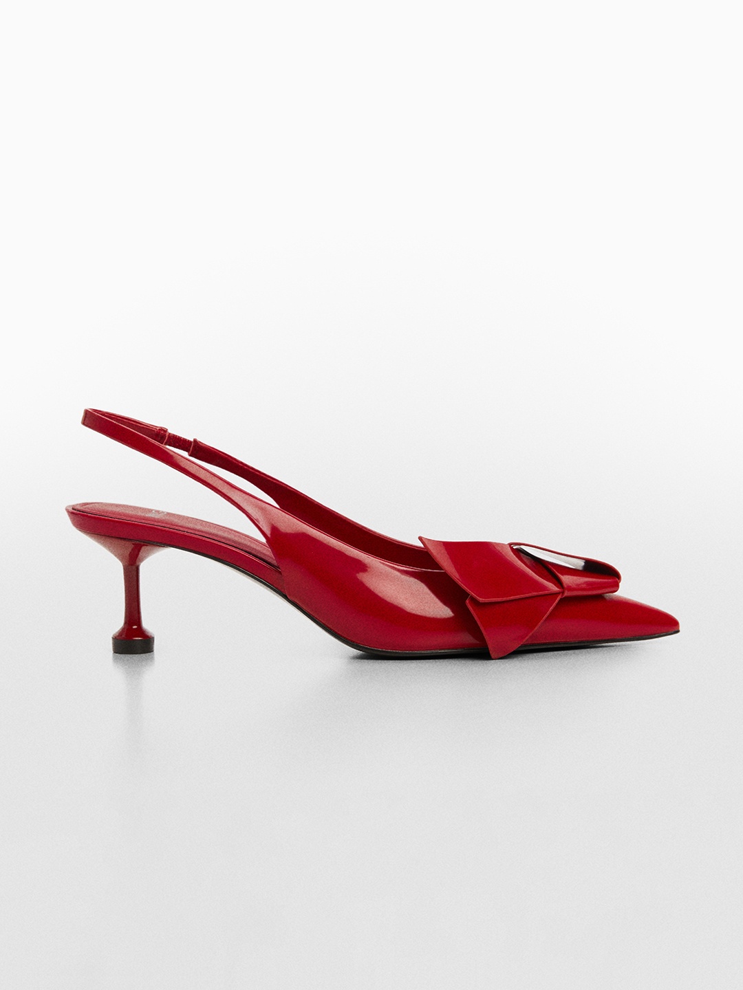 

MANGO Kitten Heel Pumps With Knot Detail, Maroon