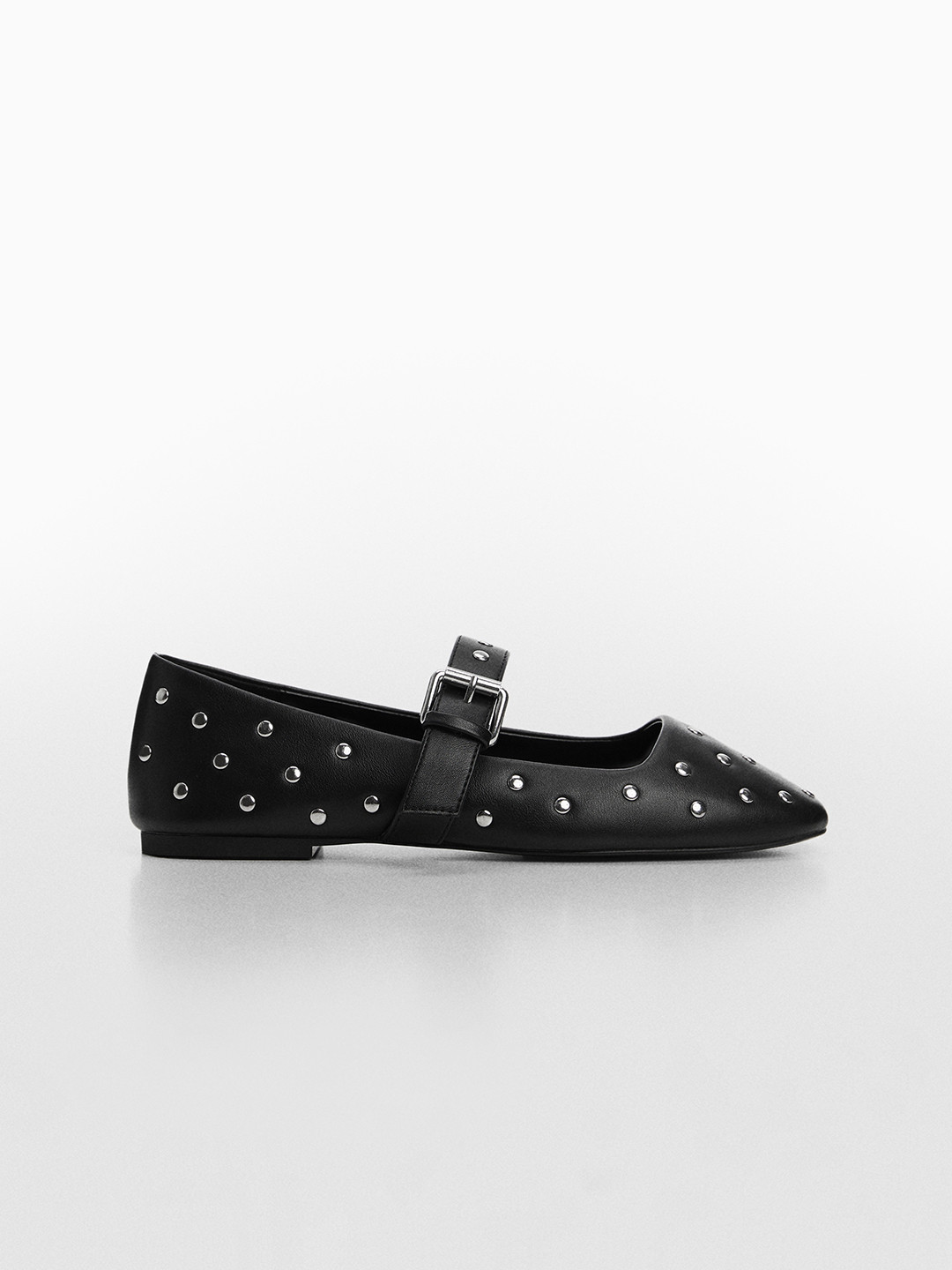 

MANGO Women Studded Mary Janes, Black