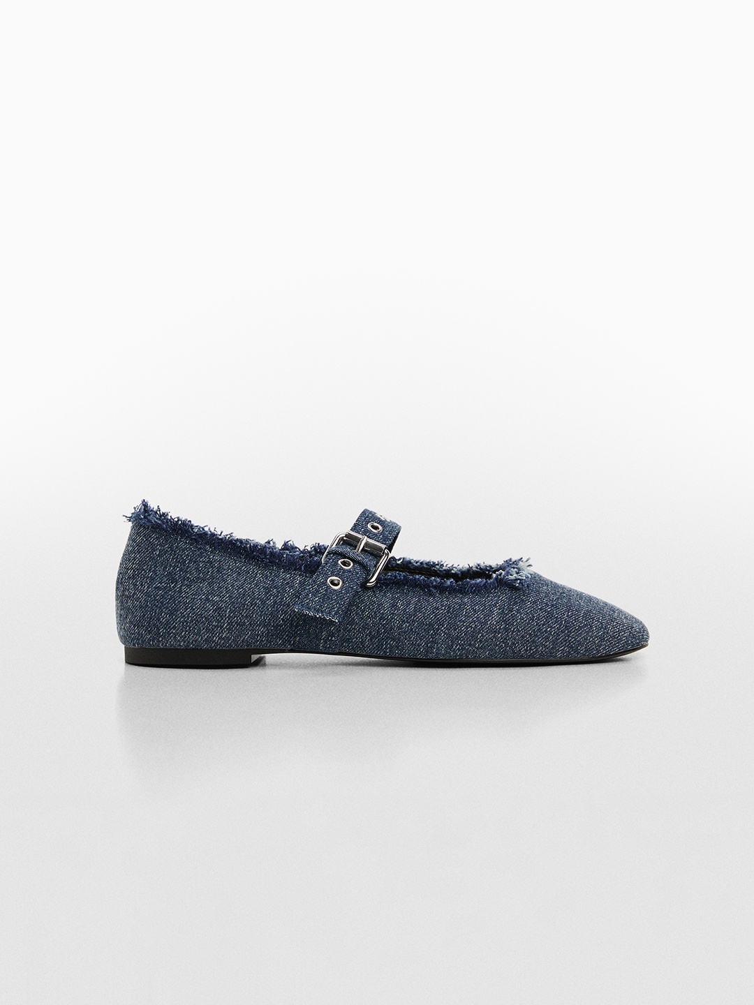 

MANGO Women Fringed Denim Mary Janes, Blue