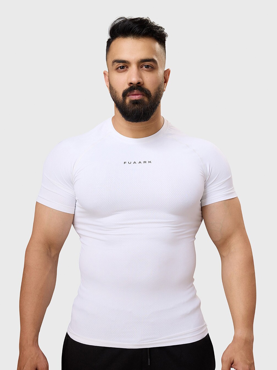 

FUAARK Typography Printed Compression T-shirt, White