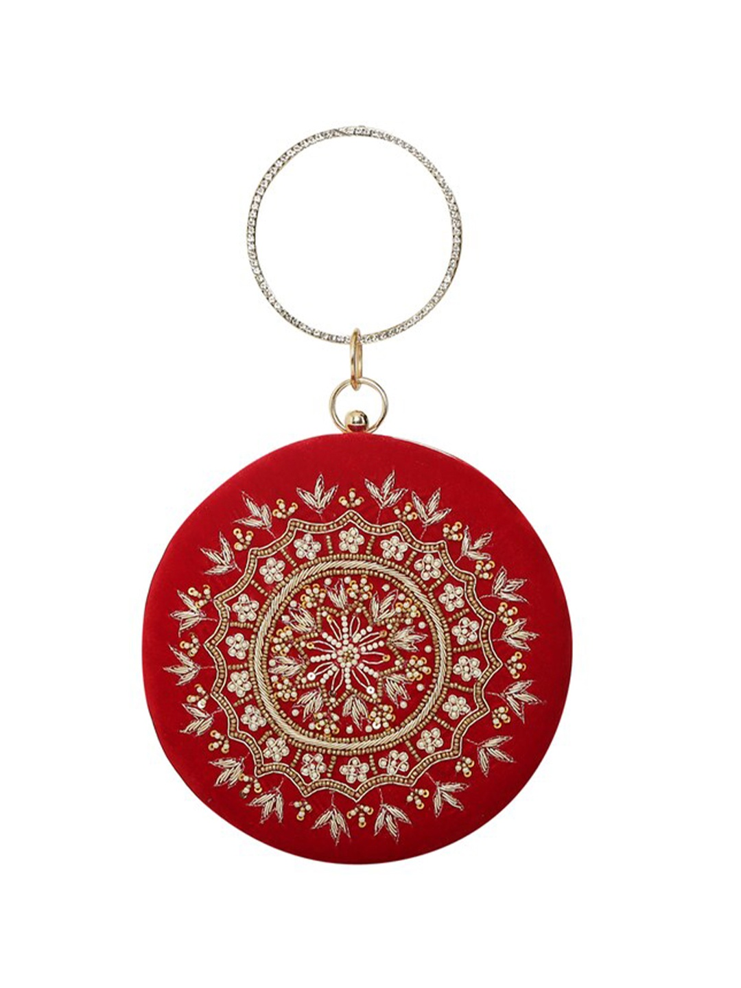 

VASTANS Embellished Box Clutch, Red