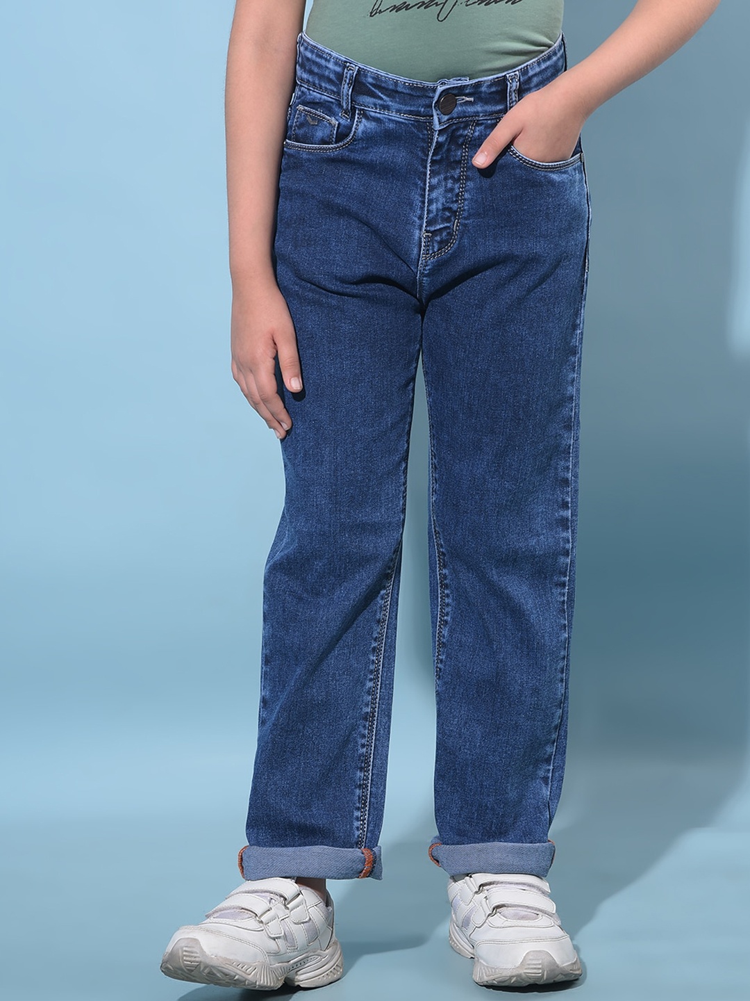 

Crimsoune Club Girls Straight Fit Clean Look Stretchable Jeans, Blue
