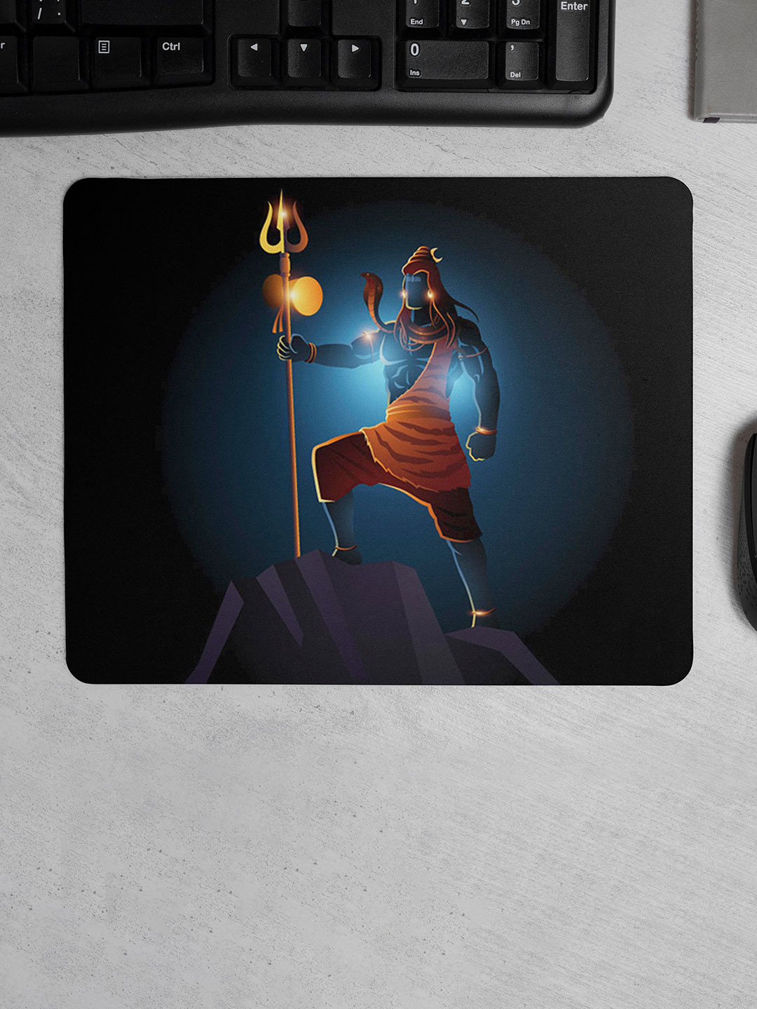 

DecorTwist Shiv Printed Mouse Pad Non-Slip Rubber Base Desk Mousepad, Blue