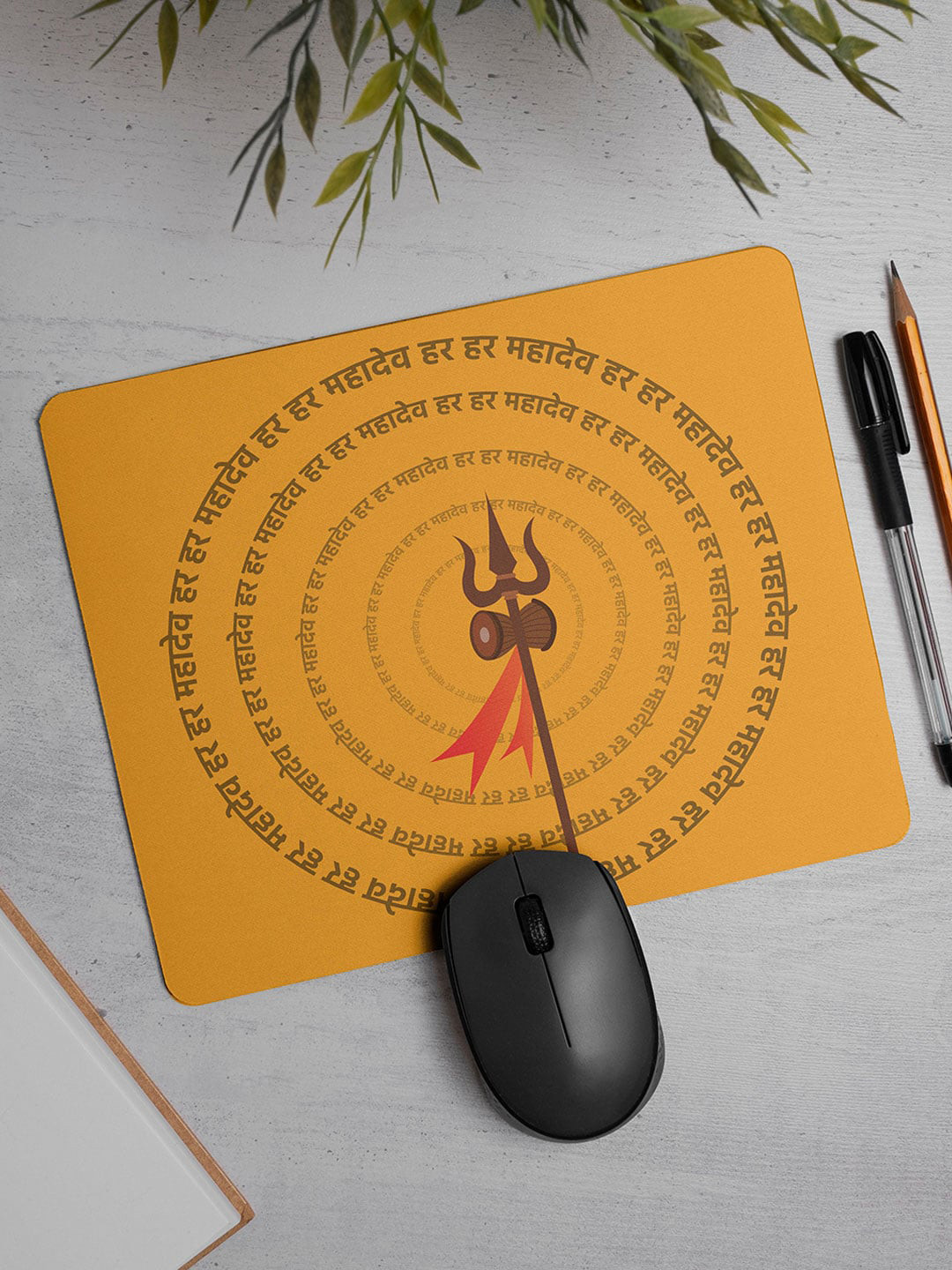 

DecorTwist Mantra Printed Mouse Pad Non-Slip Spill-Resistant Mousepad, Orange