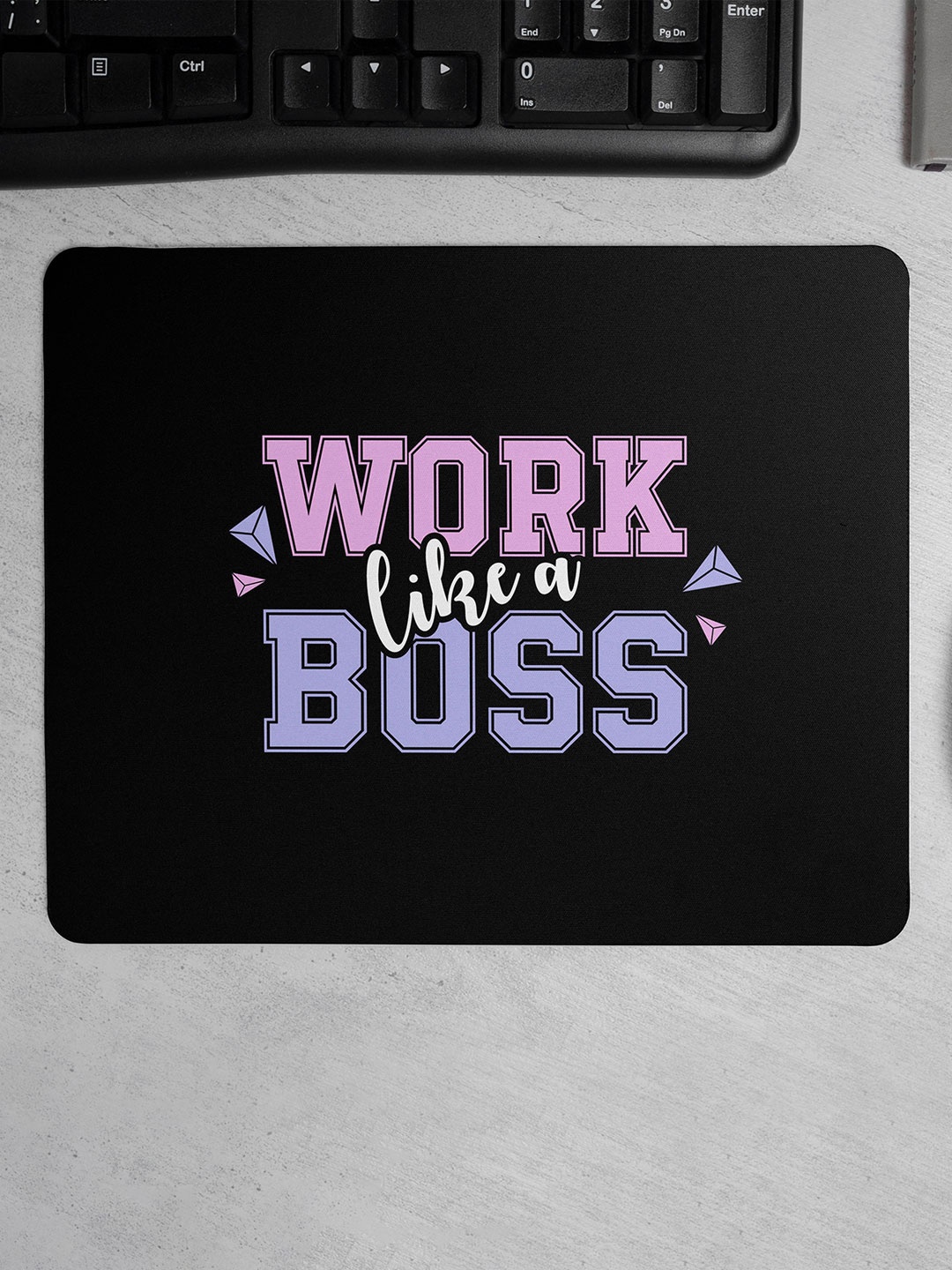 

DecorTwist Work Like A Boss Printed Mouse Pad Non-Slip-Resistant Rubber Base Desk Mousepad, Black