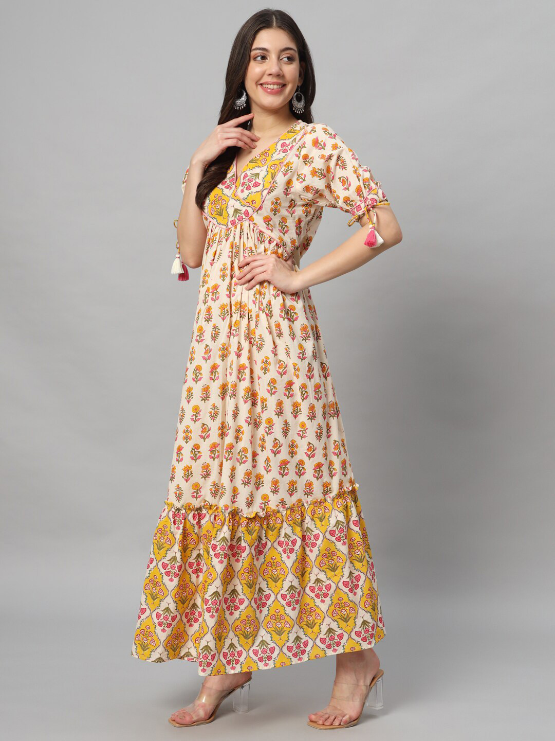 

SALWAT Floral Print Cotton Maxi Dress, Yellow