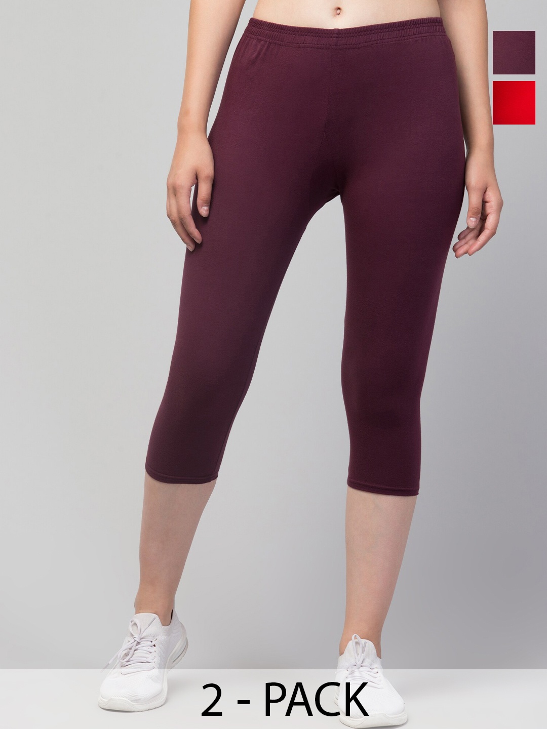

Apraa & Parma Women Pack Of 2 Skinny Fit Capris, Purple