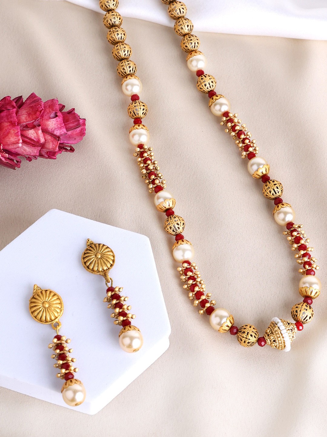 

PANASH Gold Plated Beaded Jewellery Set