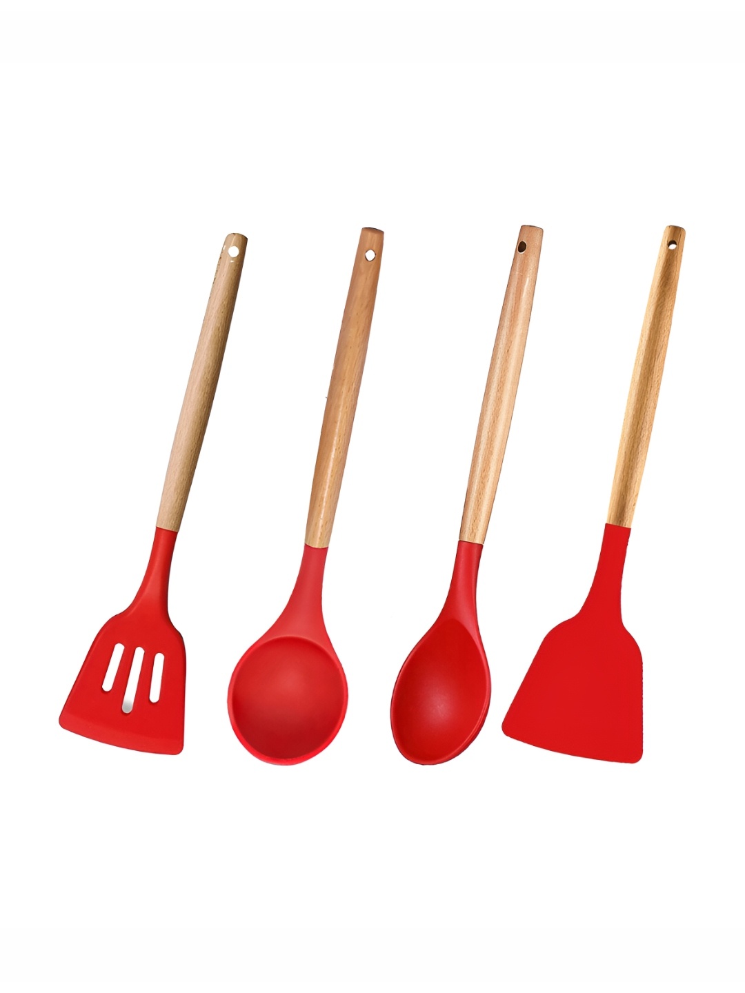 

P-Plus International Red & Brown 4 Pieces Wooden Kitchen Spatulas