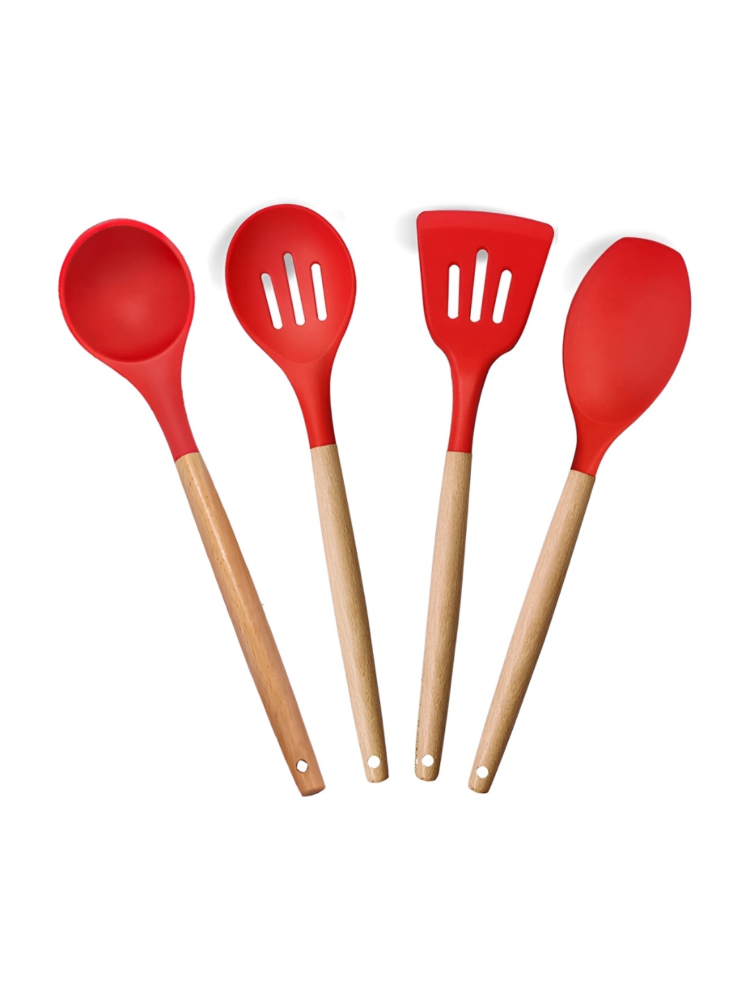 

P-Plus International Red 4 Pieces Wooden Handle Cooking Spatula