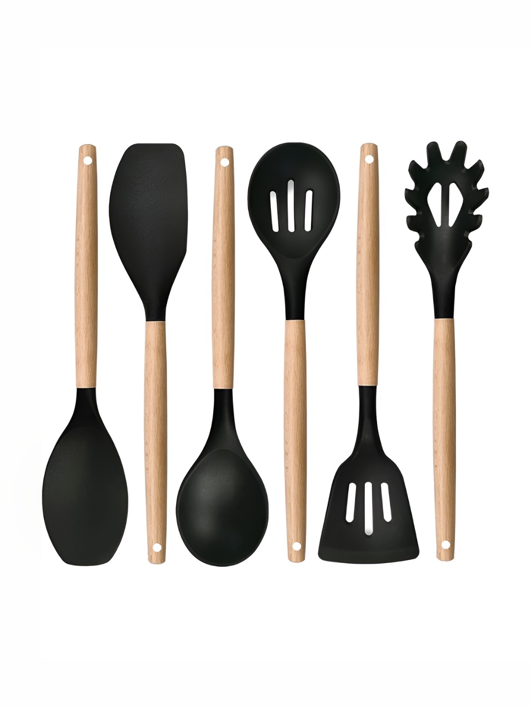

P-Plus International Black & Brown 6 Pieces Wooden Spatula Set