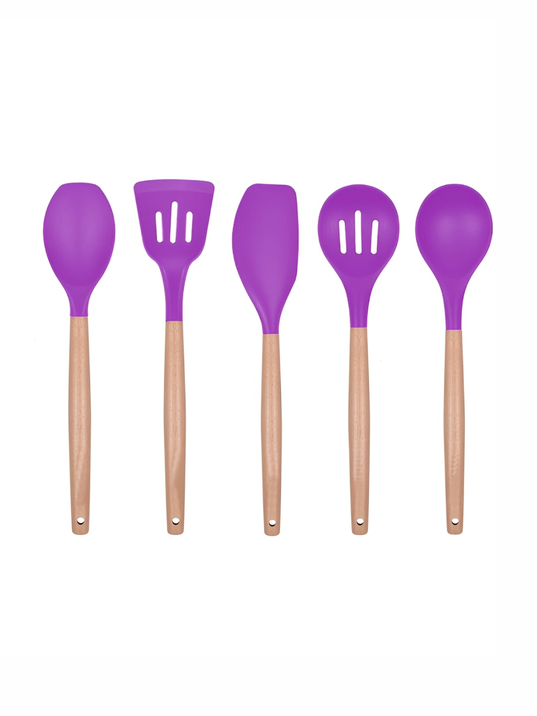 

P-Plus International Purple & Brown 5 Pieces Wooden Kitchen Spatulas