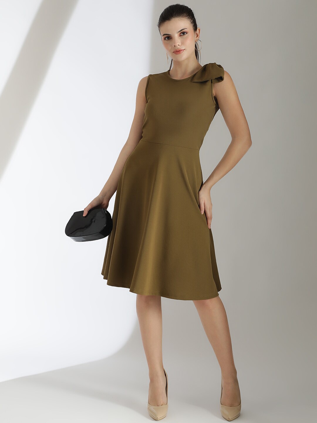 

Stylecast X Kotty Bow Detail Fit & Flare Dress, Brown