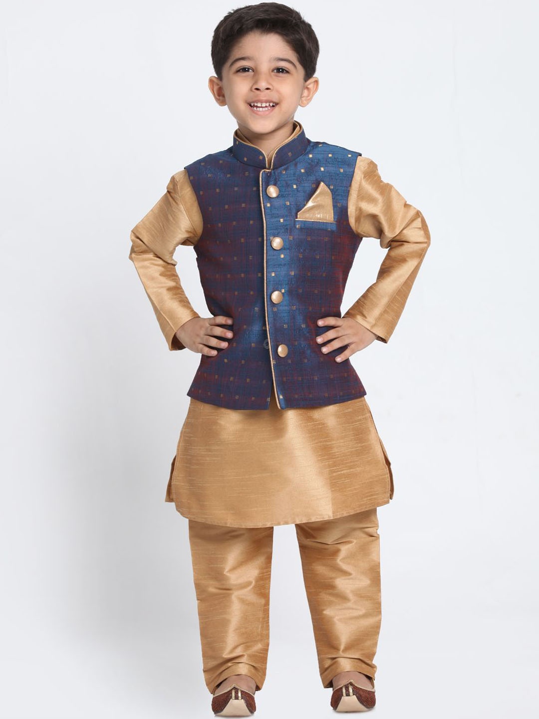 

VASTRAMAY Boys Regular Kurta With Pyjama, Rose gold