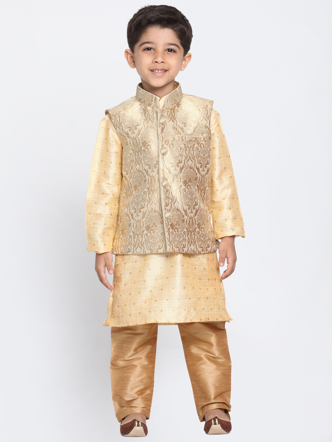 

VASTRAMAY Boys Regular Kurta With Pyjama, Gold