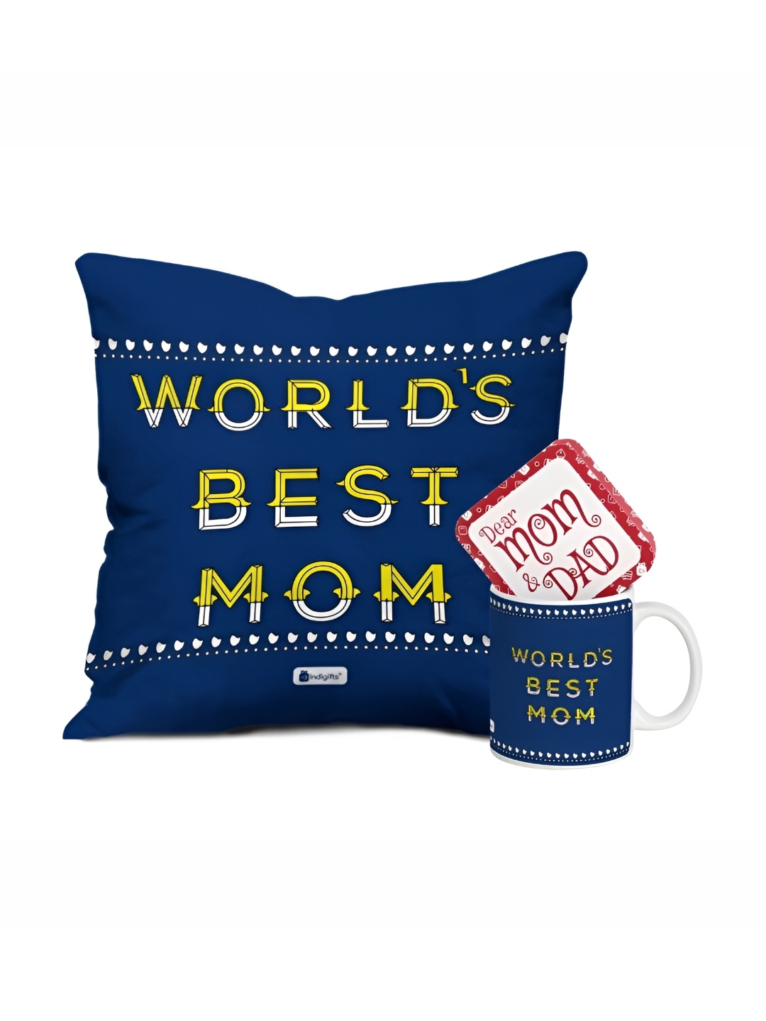 

Indigifts Blue & Yellow Printed Cotton Square Cushions