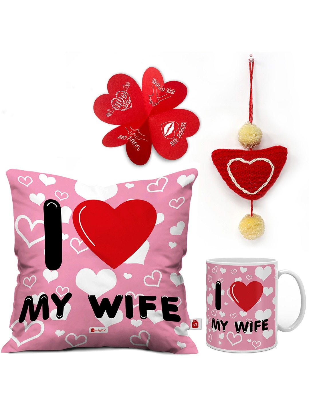 

Indigifts 3-Pc Pink & Red Printed Home Gift Set