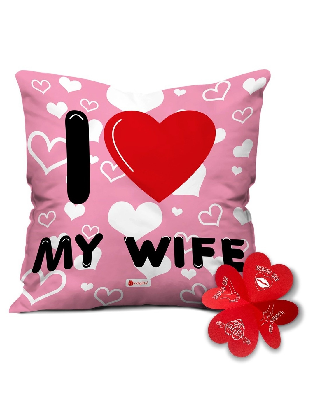 

Indigifts Pink Printed Cotton Pre Filled Cushion