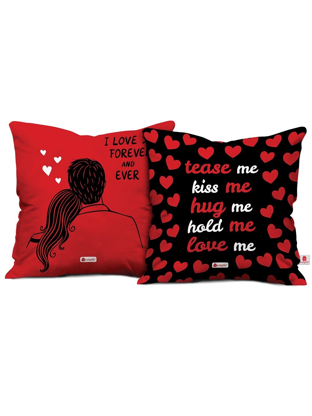 

Indigifts Set of 2 Red & Black Valentine Gift Filled Cushions