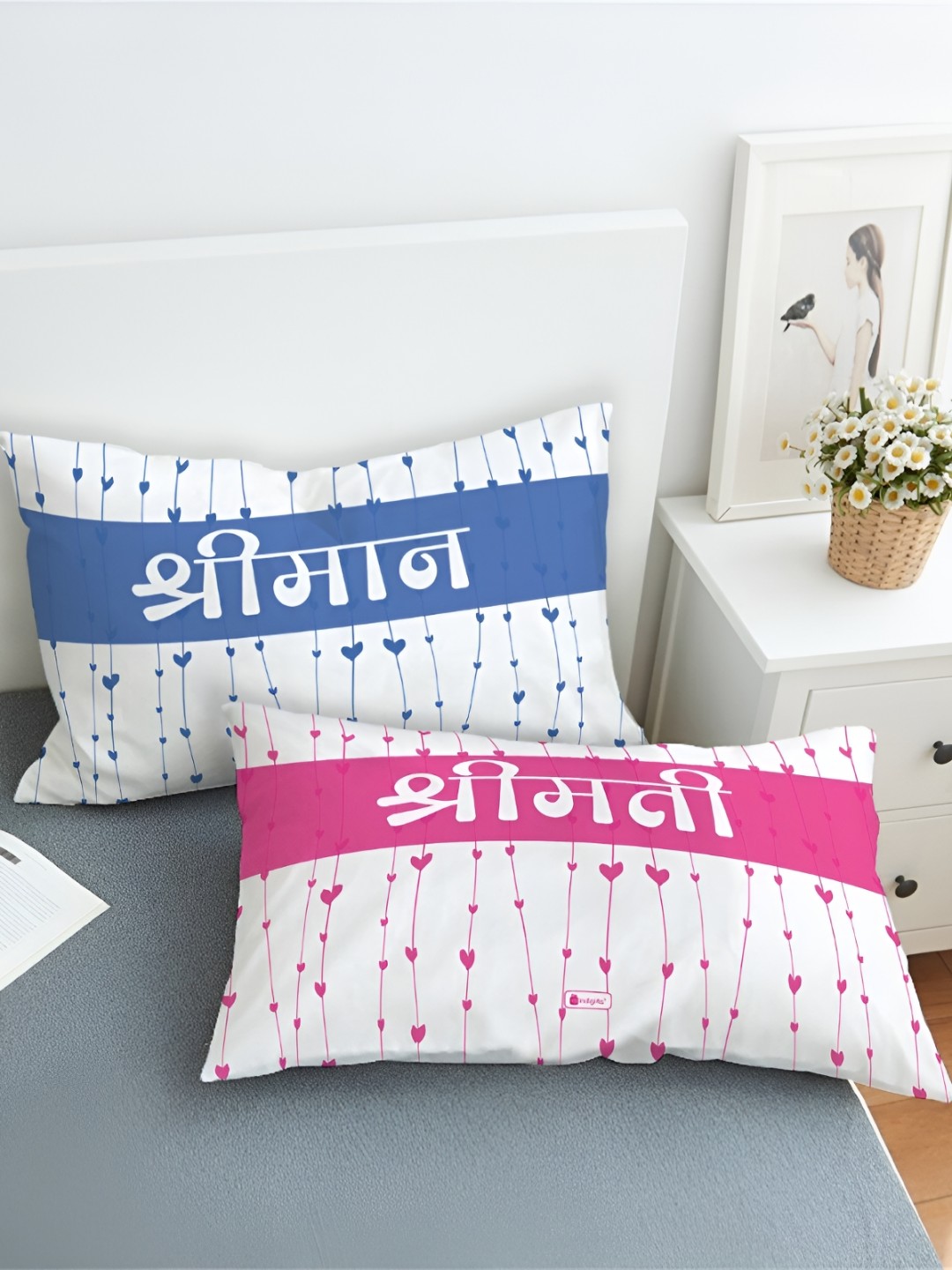 

Indigifts Blue & Pink 2 Pieces Printed Cotton Pillow Covers