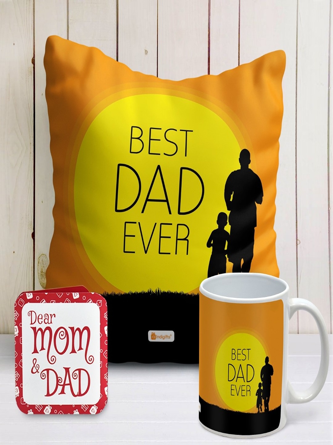 

Indigifts Yellow & Orange-Coloured Printed Square Cushions Fillers & Ceramic Mug