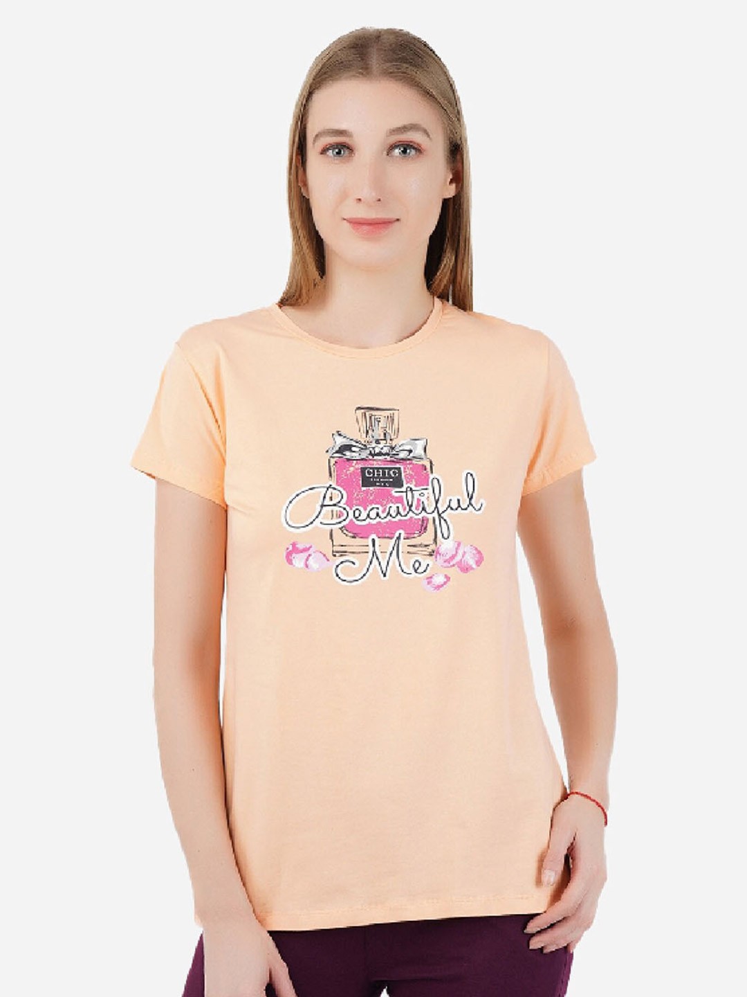 

PROTEENS Typography Printed T-shirt, Peach