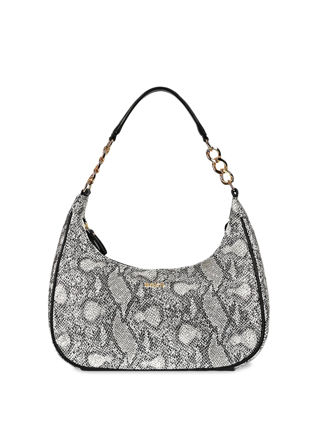 

Eske Ryanne Vegan Leather Animal Printed Regular Size Half Moon Hobo Bag, Silver