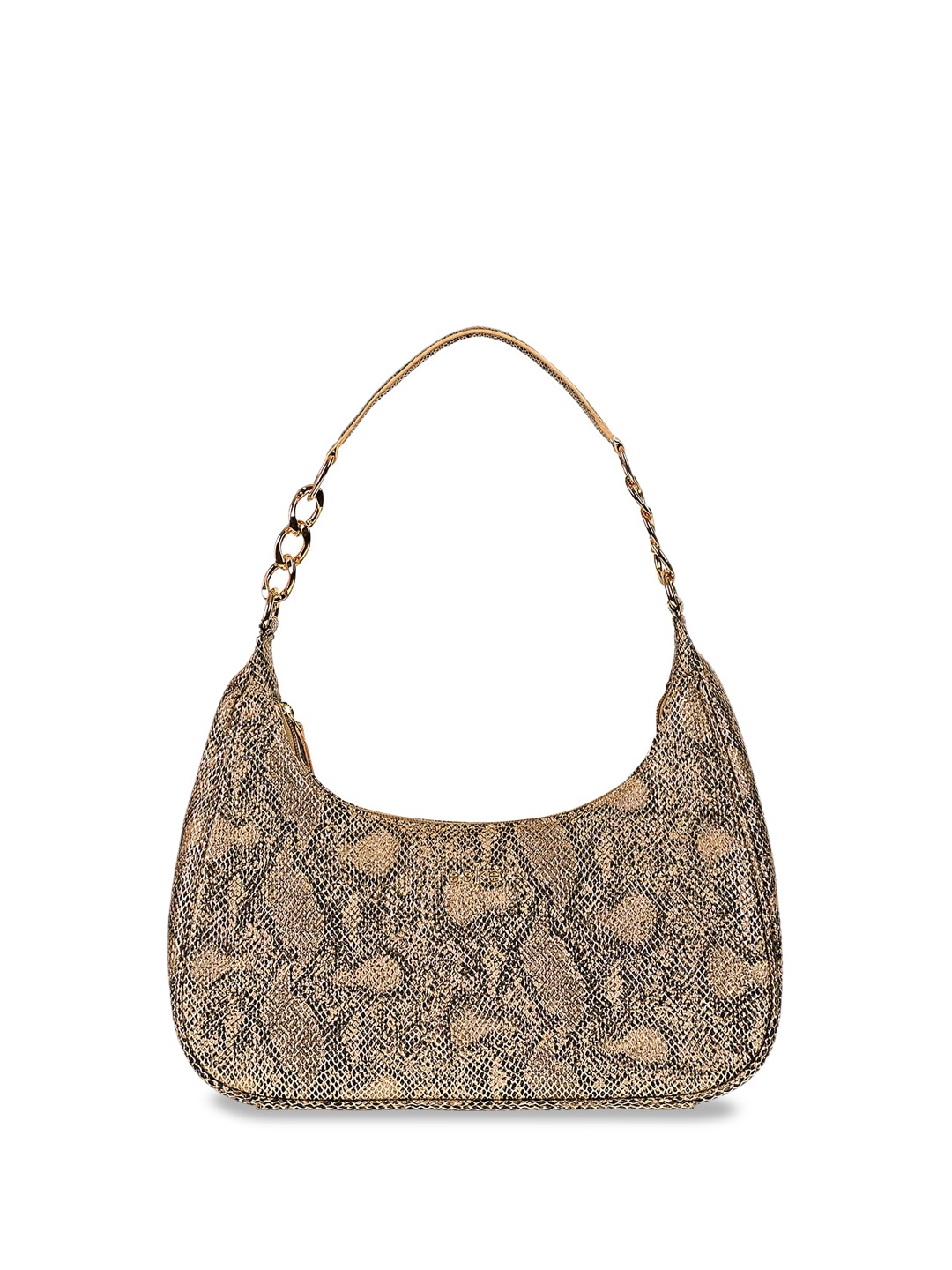 

Eske Ryanne Vegan Leather Animal Printed Regular Size Half Moon Hobo Bag, Beige