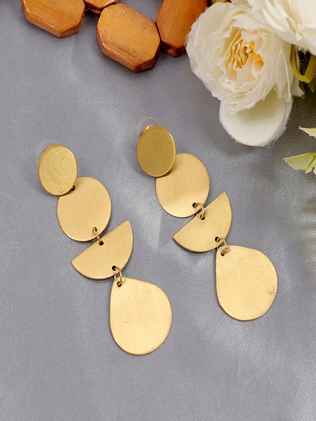 

UNIVERSITY TRENDZ Gold-Plated Anti-Tarnish Contemporary Drop Earrings