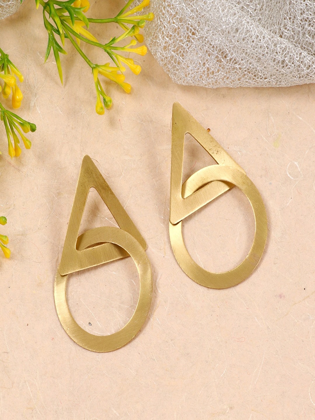 

UNIVERSITY TRENDZ Gold-Plated Anti-Tarnish Waterproof Contemporary Drop Earrings