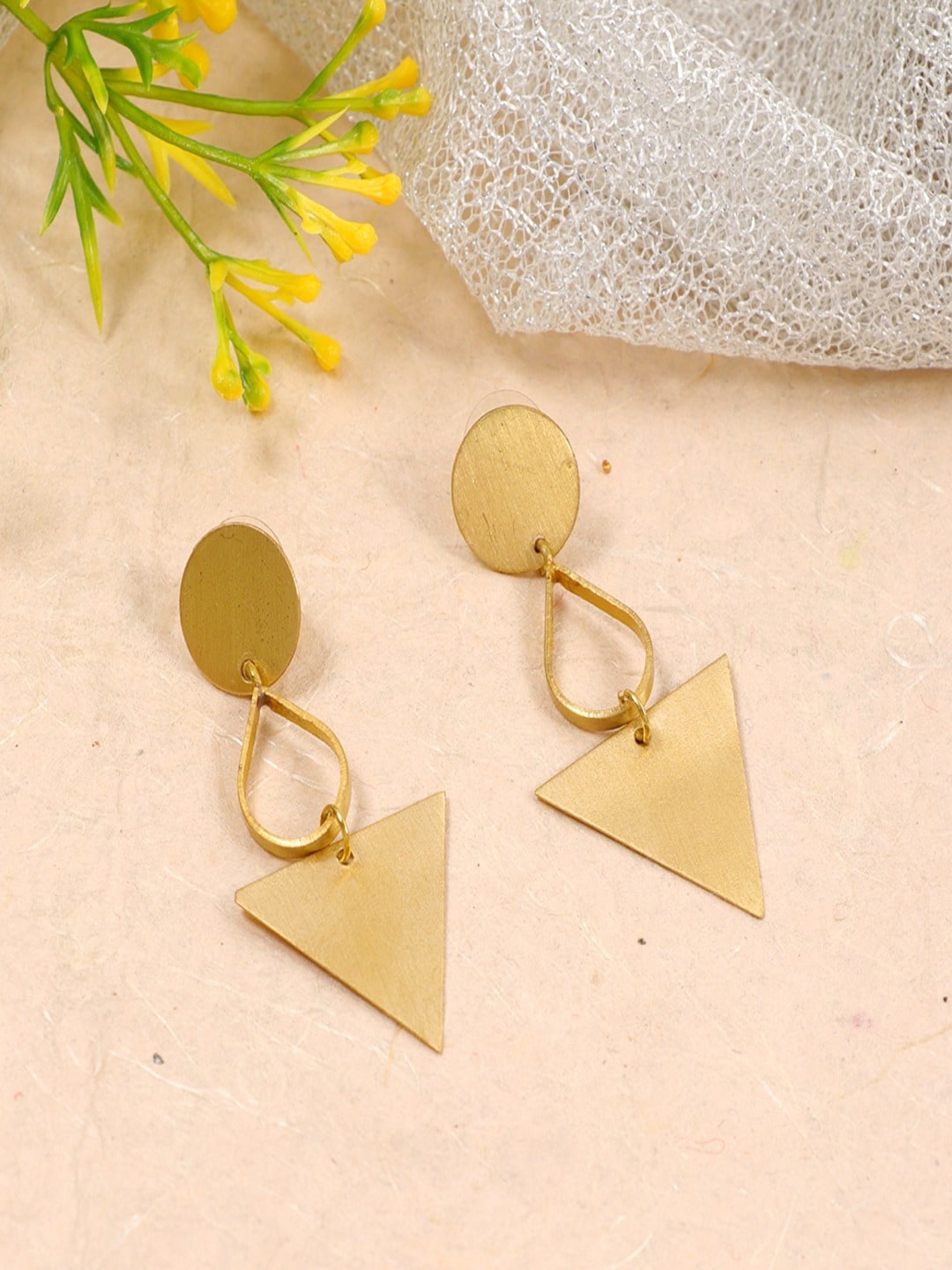 

UNIVERSITY TRENDZ Gold-Plated Contemporary Anti-Tarnish Waterproof Drop Earrings