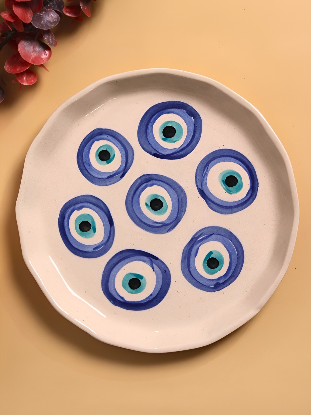 

WEAVING HOMES White & Blue 2 Pieces Printed Microwave Safe Glossy Ceramic Plates