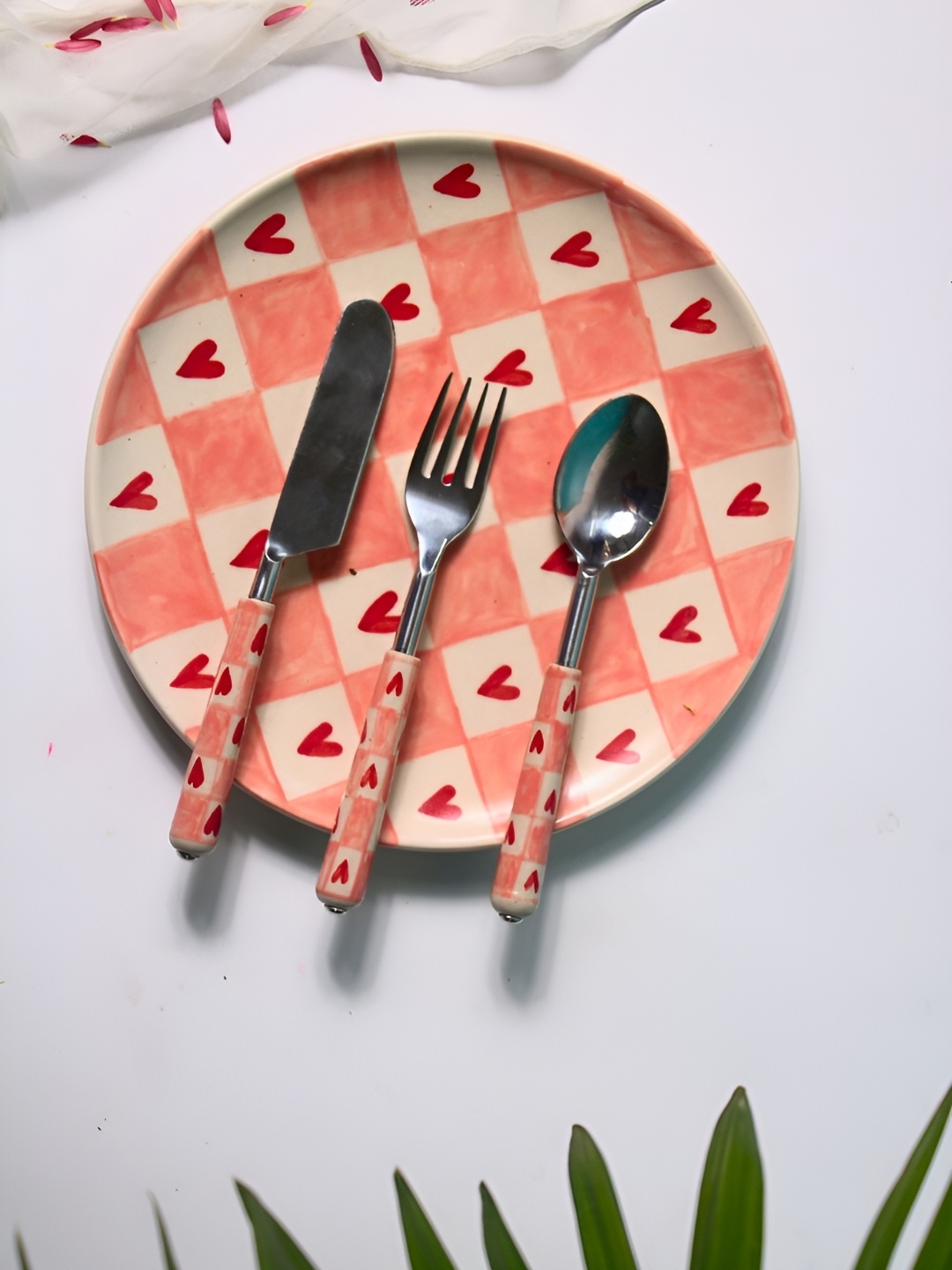 

WEAVING HOMES Pink 3Pcs Stainless Steel Cutlery Set, Silver