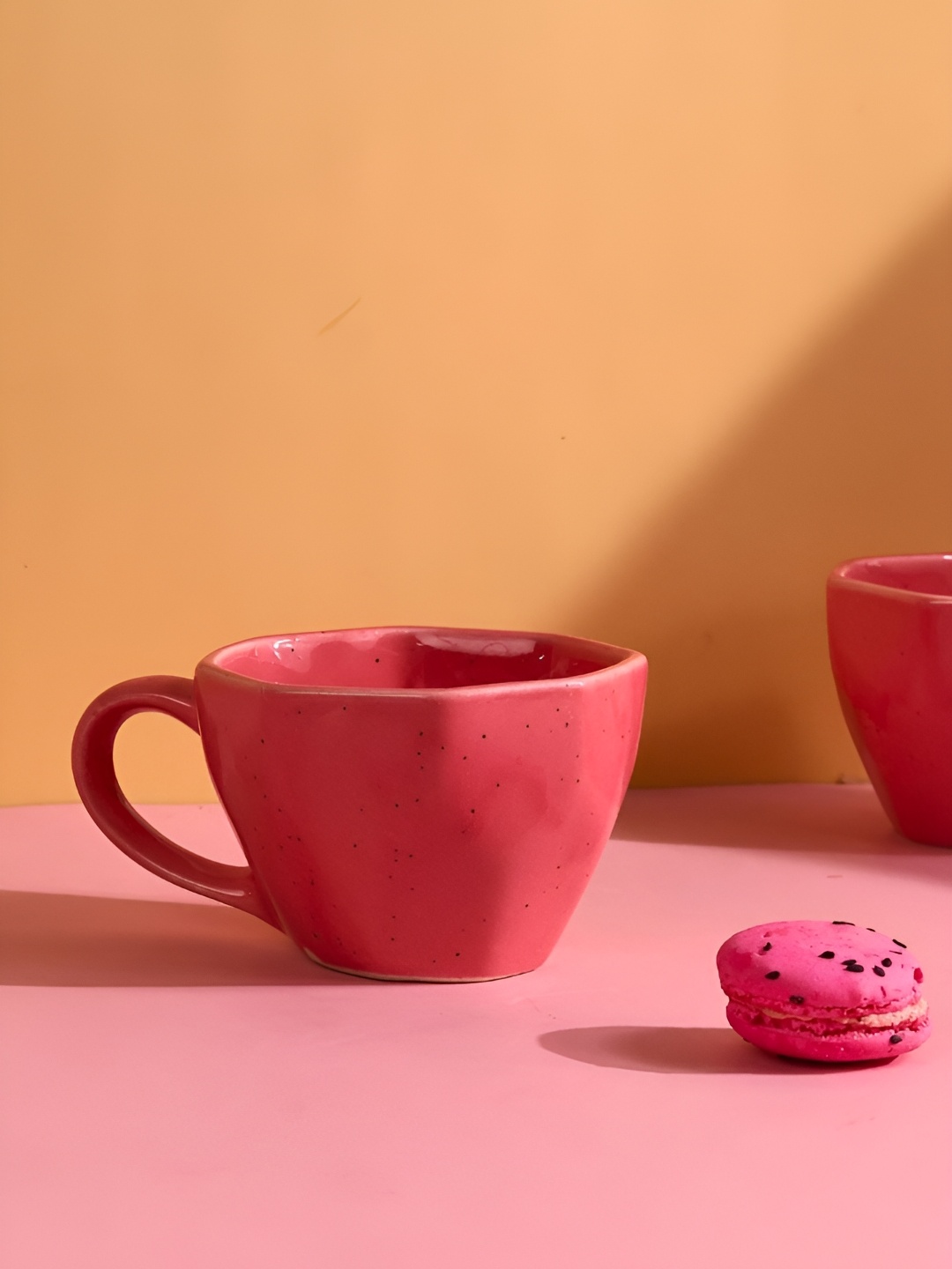 

WEAVING HOMES Pink 2 Pieces Ceramic Glossy Cups 200 ml Each