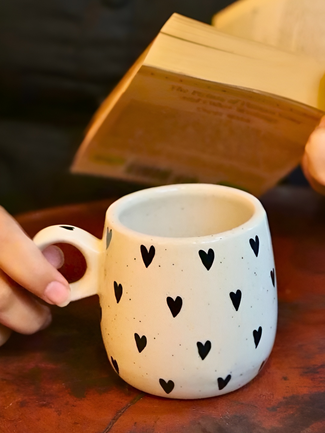 

WEAVING HOMES Black & White Printed Ceramic Glossy Mugs 200 ml Each