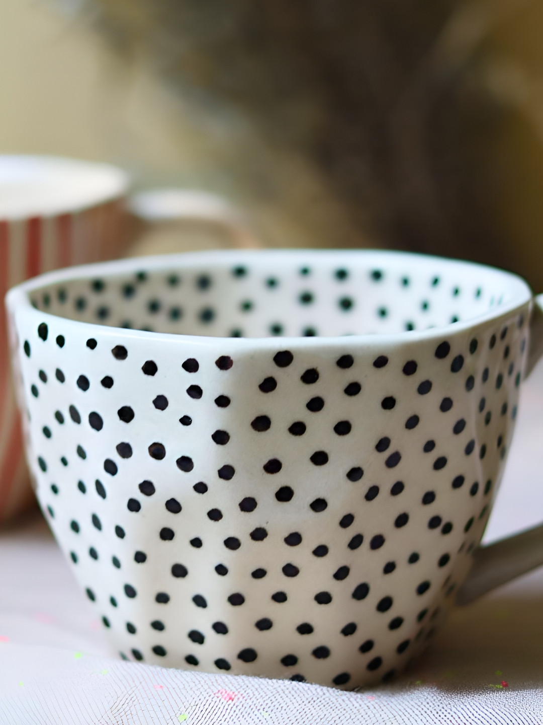

WEAVING HOMES Black & White Printed Ceramic Glossy Cup 200 ml