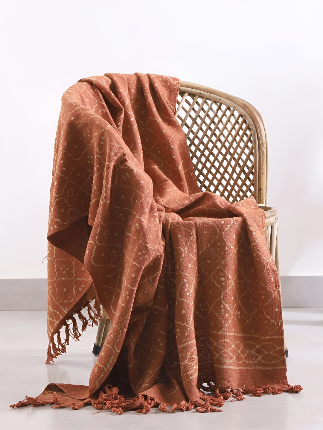 

HANDICRAFT PALACE Block Print Cotton Throw, Rust