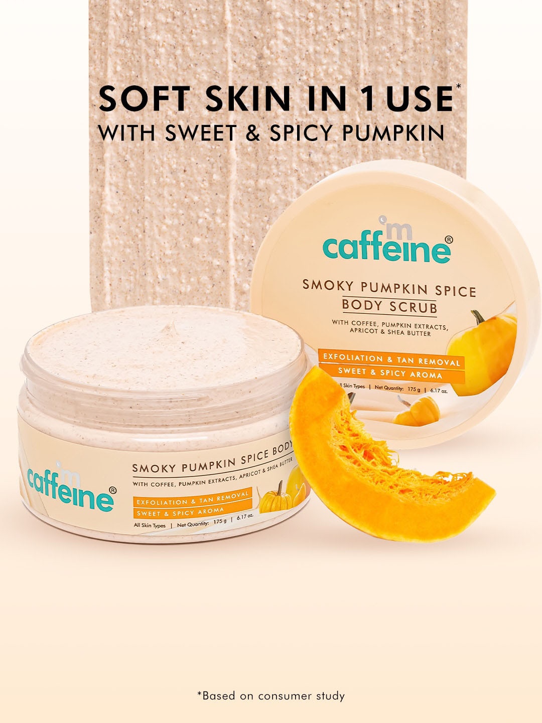 

MCaffeine Smoky Pumpkin Spice Body Scrub With Apricot & Shea Butter - 175g, Peach